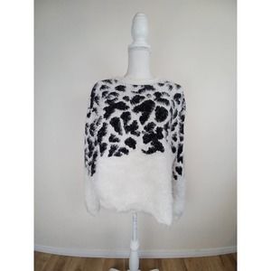 Cow Print textured White and Black Sweater